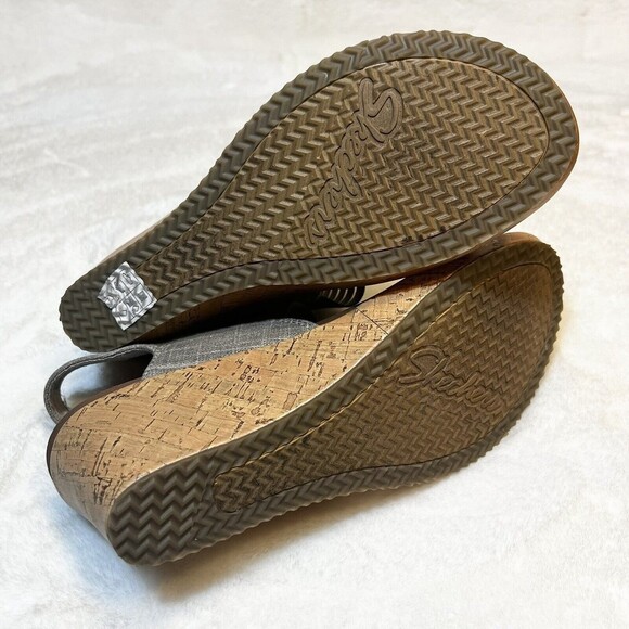 Skechers Cali Beverlee Wedge Sandal Women’s 11 Taupe Tan Metallic Shimmer - Picture 6 of 8